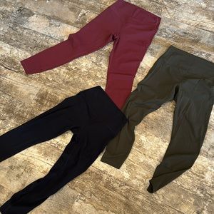 CRZ Yoga leggings lot of 3. Size large (black,dark red and olive)